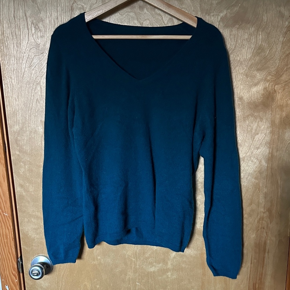 V-neck Cashmere Sweater Dark Teal